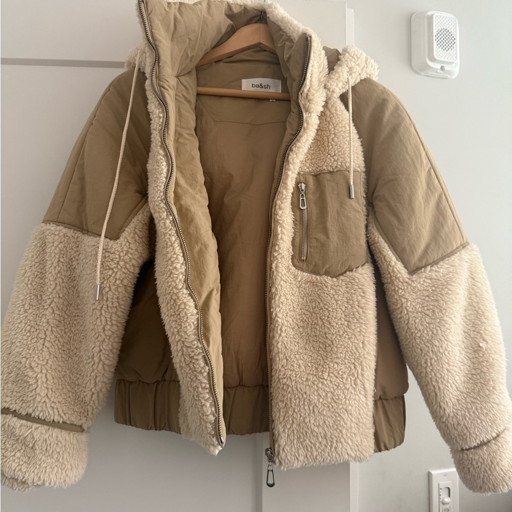 Ba&sh Tan and Cream women’s teddy Jacket